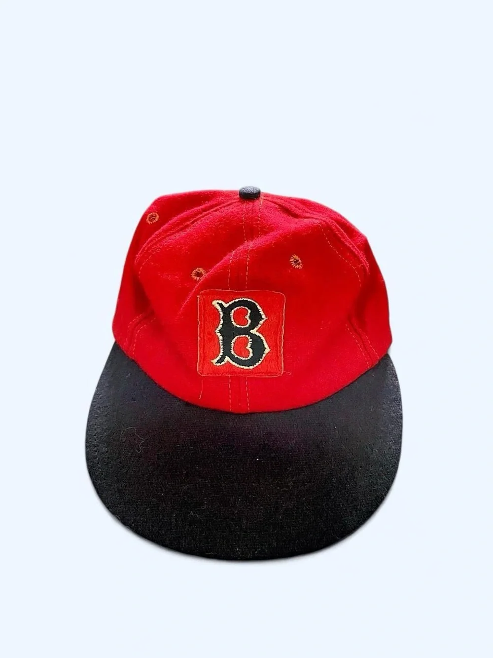 Red and Black Baseball Cap with 'B' Patch